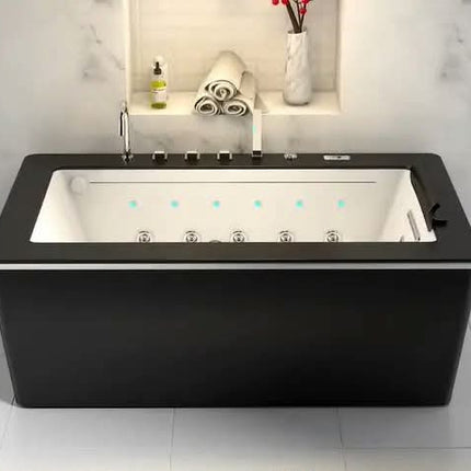 Modern Style SHANE Freestanding Eco-Friendly Acrylic Bathtub Drainer Inchuded Soaking Bath White Square Pattern