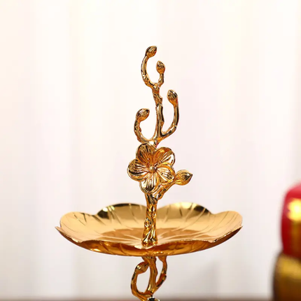 Nordic Style Double Layer Fruit Tray Creative Candy Rack Golden Cake Stand For Home
