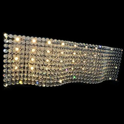 Wave Shape Decorative Living Room Long Modern Luxury Crystal Chandelier for High Ceiling
