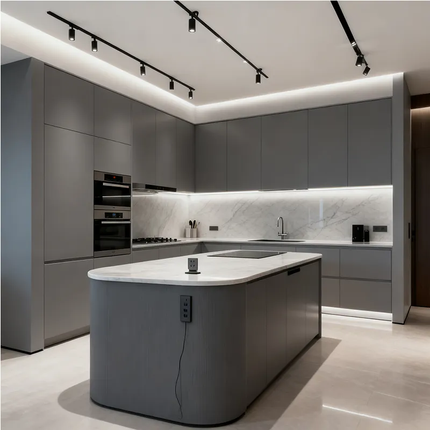 Custom Wholesale Island Cabinet Unit Set Modular Kitchen Cupboard Wooden Kitchen Cabinet Set Factory Price