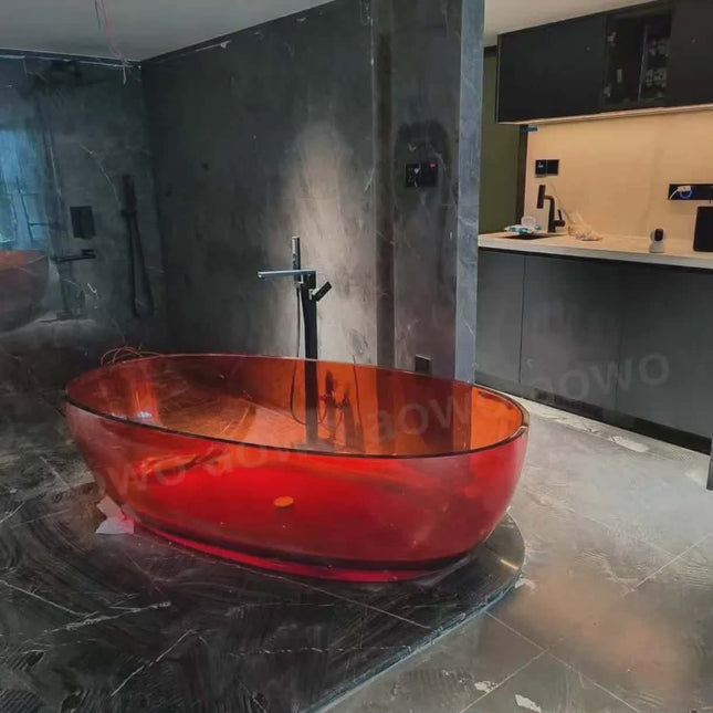 High-End Standing Bathtub Transparent, Italian Design Exclusive Modern Space Masterpiece