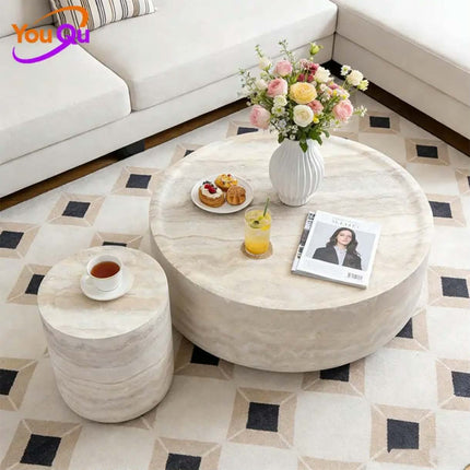 Made of FiberGlass Nordic Wabi Sabi Light Luxury Minimalist Designer Movable Coffee Table Circular Glass Fiber Resin