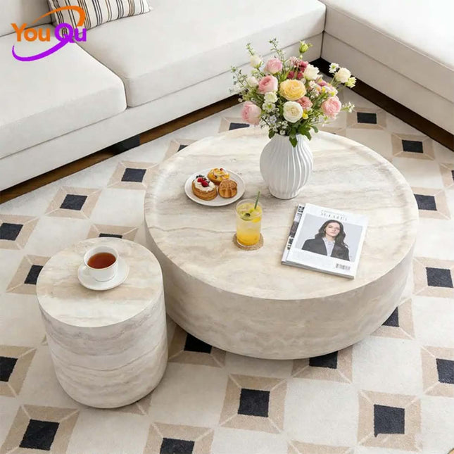 Made of FiberGlass Nordic Wabi Sabi Light Luxury Minimalist Designer Movable Coffee Table Circular Glass Fiber Resin