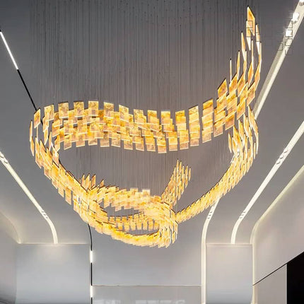 Modern Designer Custom Art Simple Acrylic Style Spiral Pendant Chandelier Lamp Pendant Light for Hotel Villa Hall Living Room