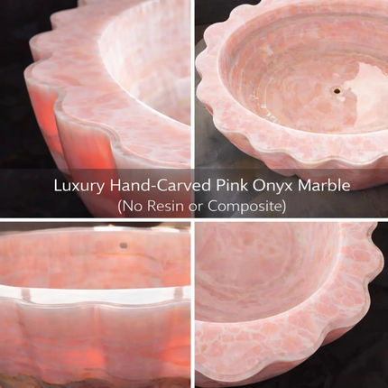 Custom Pink Onyx Marble Bathtub Luxury Freestanding Stone Soaking Tub Hand Carved Designer Bathroom Statement