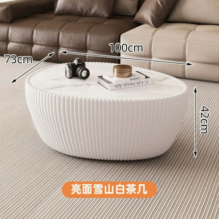 Made of FiberGlass Modern Wood & Marble Top Groose Egg Shape Orange Coffee Table For Living Room Home Furniture