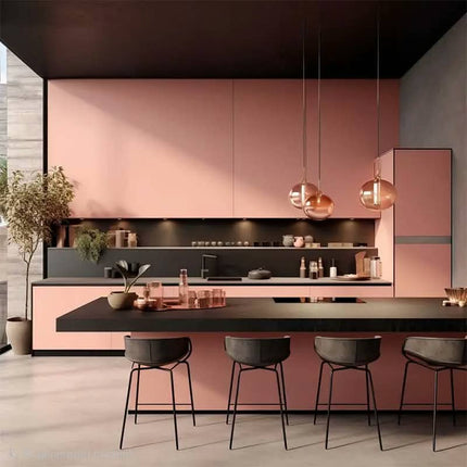 Modern Furniture Luxury Red and Pink Series Customized Wood MDF Melamine Kitchen Cabinets Set with Sink Modural Kitchen Cupboard