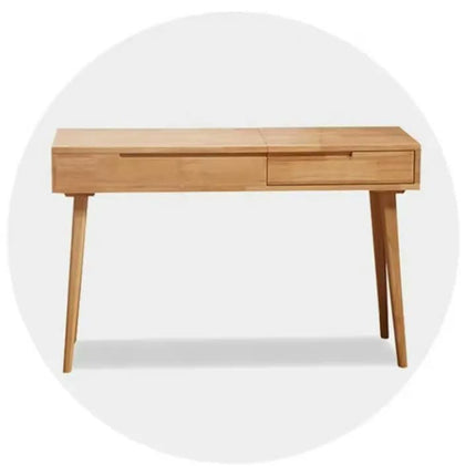 Solid Wood Vanity Table Makeup With 6 Organizers For Different Sized Accessories Flip Top Mirror