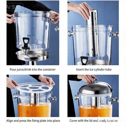 Commercial Draft Beer Tower 8L Beer Dispenser Tower With Ice TubeLED Drink Dispenser For Bar Restaurant Equipment