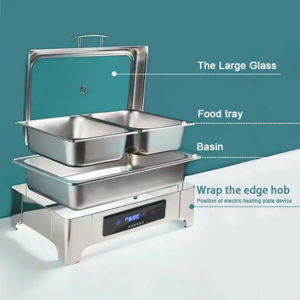 New Customizable Stainless Steel Electric Food Warmer-Large Capacity Buffet Heating Pot With Temp Display For Hotel Catering