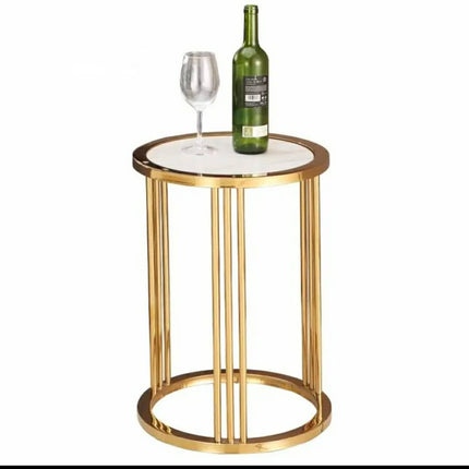Modern Round Stainless Steel Table Base Marble Top Side Table Coffee Tea Table