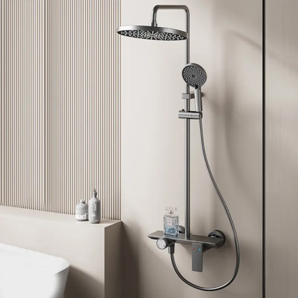 Luxury Modern Hotel Use Bathroom Set White Waterfall LED Digital Thermostatic Faucet System Wall-Mounted Hot Cold Brass Shower
