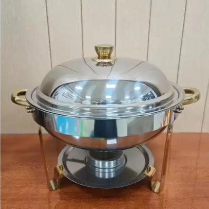 5.5L Gold Stainless Steel Round Food Warmer Buffet Set Food Warner Buffet Chafer Chafing Dish For Hotel Catering