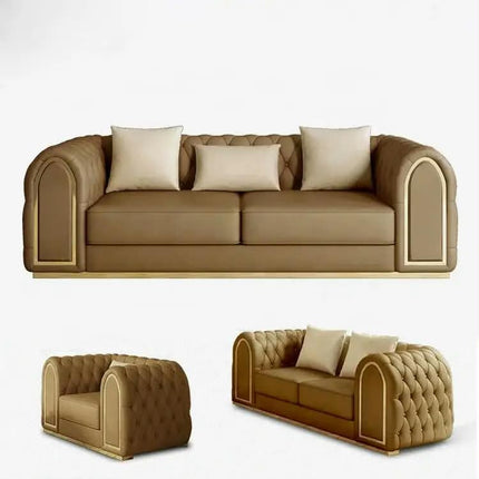 Retro Style Nubuck Leather Couch Button Back Sofa Design Leather Sofa Royal Wedding Sofa Set