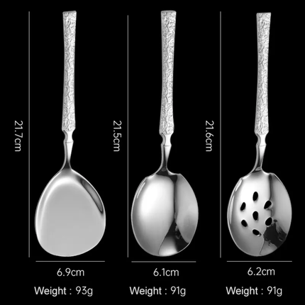 High Quality 316 Stainless Steel Buffet Server Salad Spoon Hammer Handle Serving Spoon Set for Buffet Restaurant