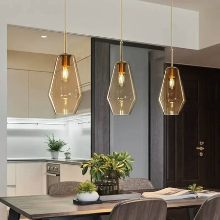 Modern Minimalist Gold Kitchen Island Restaurant Long Hotel Glass Ball Pendant Light Cognac Color Small Pendant Light