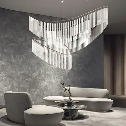 Nordic Modern Luxury Glass Chandelier Light Long Custom Indoor Decor For Hotel Lobby Bar Villa Stair Hall Chandeliers