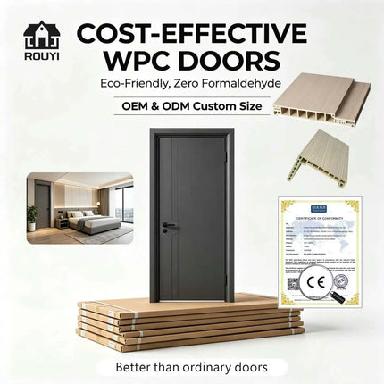 Modern Minimalist Hotel Interior WPC Doors Eco-Friendly Bathroom Door