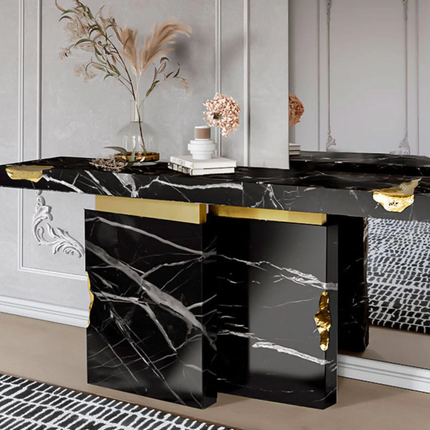 Moderno classic design wood living room furniture handcraft gold leaf entryways console table high-end luxury sideboard shengxuan