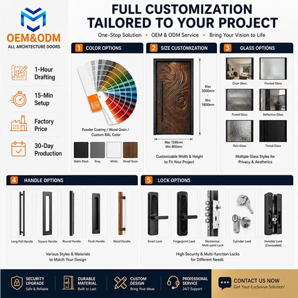 Custom Design Italian Luxury Stainless Steel Exterior Security Front Interior Modern Entrance Double Swing Fire Entry Door