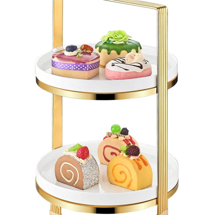 3pc Ceramic Plate and Dessert Display Rack Tray Steel Staircase Frame Catering Stand Serving Trays Cake Tools