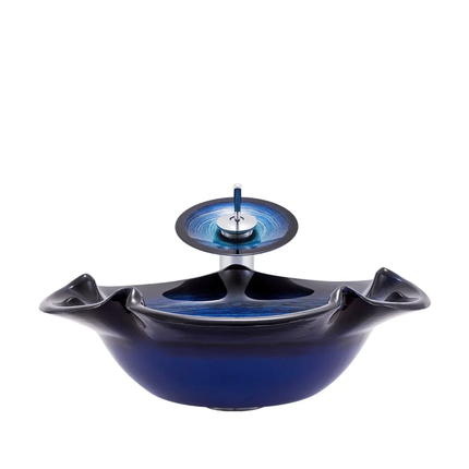 Flower Shape Blue Tempered Glass Countertop Basin Colorful Wash Basin Bathroom Simple Basin With Waterfall Faucet