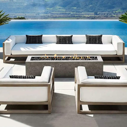 Customized Eco-Friendly Modern Aluminum Frame Outdoor Sofa Set With Pull-Out Section for Living Room and Villa Use