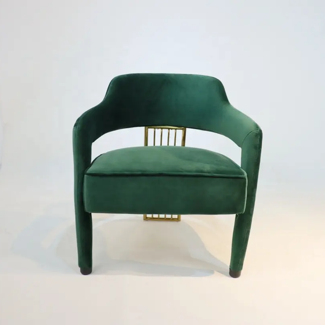 Custom Italian Designer Green Pink Velvet Fabric Metal Leg Dining Chair Modern Lounge