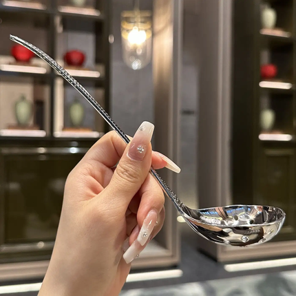 Internet Celebrity Stainless Steel Long Handle Soup Spoon Fish Scale Design Household Hot Pots Spoon Cutlery