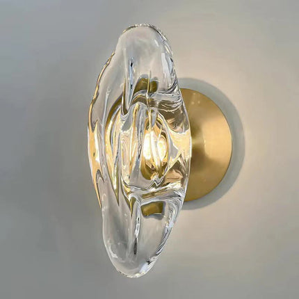 Contemporary Art Deco Crystal Glass Wall Lamp Champagne Gold IP44 Waterproof Bathroom Vanity G9 Wave Sconce