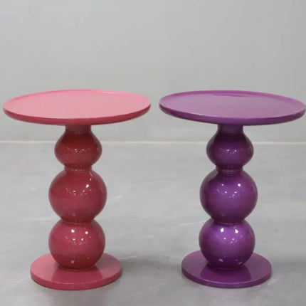 Modern Simple Fiberglass Footstool Purple Round Ottomans