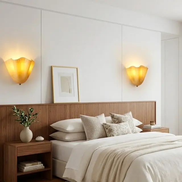 Modern Glass Wall Light Flower Shape Iron Decorative Wall Sconces LED Indoor Lighting Wall Light For Bedroom Living Room
