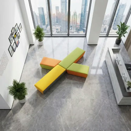 Modern Eco-Friendly Modular Sectional Sofa Set High-Density Sponge Synthetic Leather Fabric Cover Wooden Frame Hotel Apartment