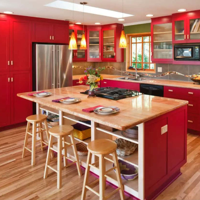 Luxury High Gloss Modern Design Furniture Red Lacquer Glossy Kitchen Cabinet