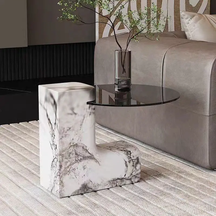 Made of concrete Italian Light Luxury Minimalist Marble Tea Table Living Room Combination Tea Table High-Grade Edge Several New Styles