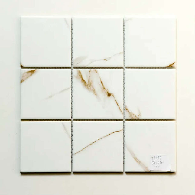 Porcelain Mosaic Outdoor or Indoor Tiles for Pool or Bathroom Interior Design White Marble Pattern Designed