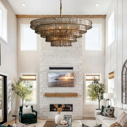 Ghiaccio Chandelier 80cm diameter Handmade Milk Glass