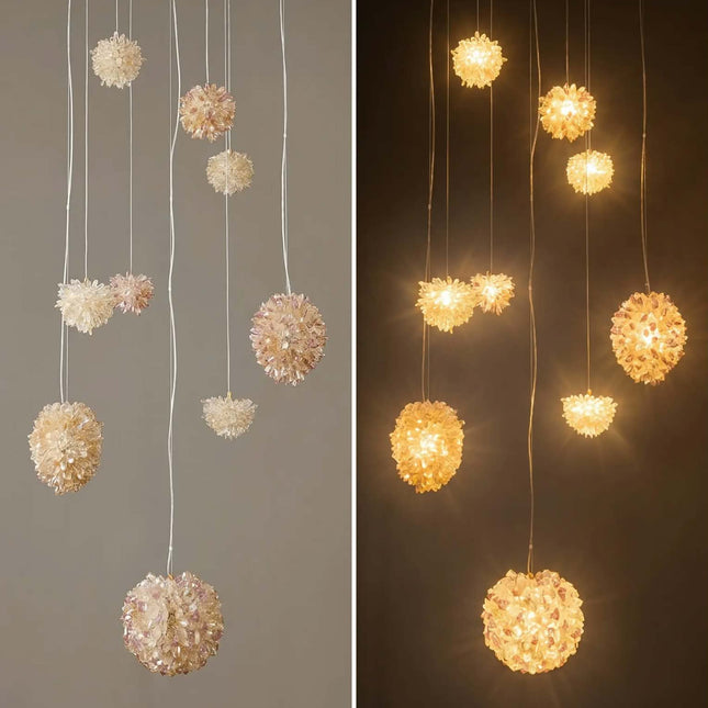 Modern Gold LED Warm White Metal Natural Crystal Foyer Pendant Lamp Spiral Staircase Design Indoor Hanging Home Dining Living