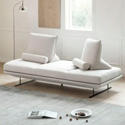 Contemporary Elegant Luxury Curved Creamy White Velvet Tufted Modular Extendable Sectional Sofa Stainless Steel Legs Living Room