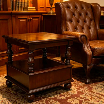 Traditional Solid Wood End Table 1-Drawer Classic Nightstand Study Wooden Side for Living Room and Bedroom