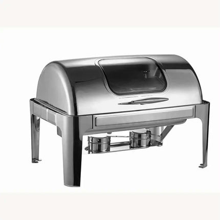 Stainless Steel Glass Window Roll Top Chafing Dish Buffet Food Warmer Foodwarmer