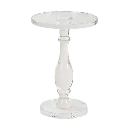 Acrylic End Table, Acrylic Side Table, Modern Nightstand with clear Small Round Top and Solid Post