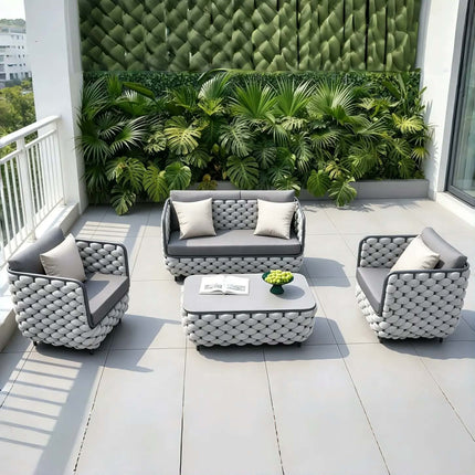 Modern Design Indoor/Outdoor Aluminum Furniture Leisure Garden Sofa Set for Garden Home Use Patio Dining Living Room Rattan Rope
