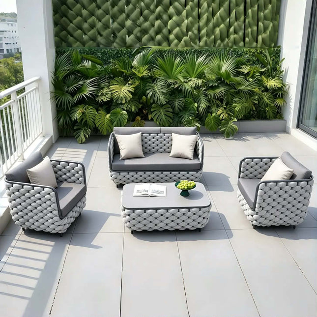 Modern Design Indoor/Outdoor Aluminum Furniture Leisure Garden Sofa Set for Garden Home Use Patio Dining Living Room Rattan Rope