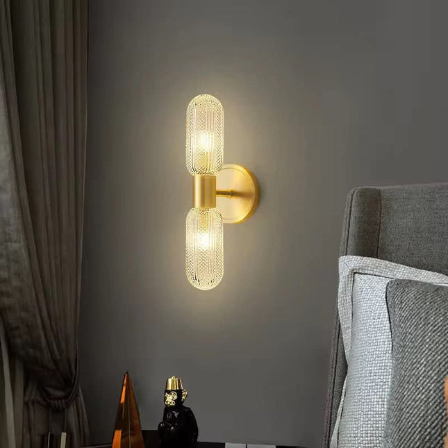 Warm And Versatile Bedroom Bedside Wall Lamp Double Head Living Room Background Iron Glass New Luxury LED Wall Light