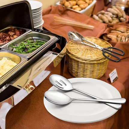 Stainless Steel Long Handle Soup Spoon Hot Pot Colander Strainer Spoon Buffet Service Spoons and Slotted Serving Spoon