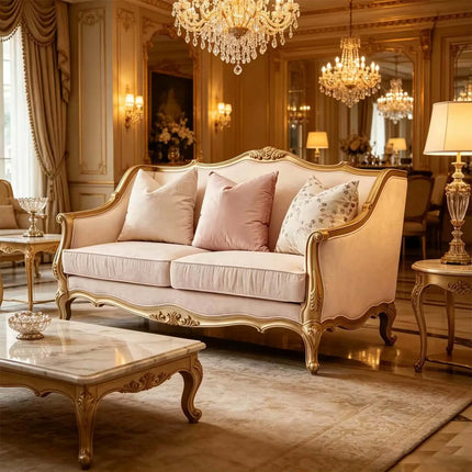 French Style High-End Three-Person Slipcovered Fabric Sofa Modern Chesterfield Design Luxury Living Room Furniture