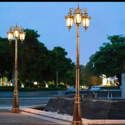 European Retro LED Landscape Light Pole Column Light Aluminum Pedestrian Area Decoration IP65 Garden Courtyard Straight Electric