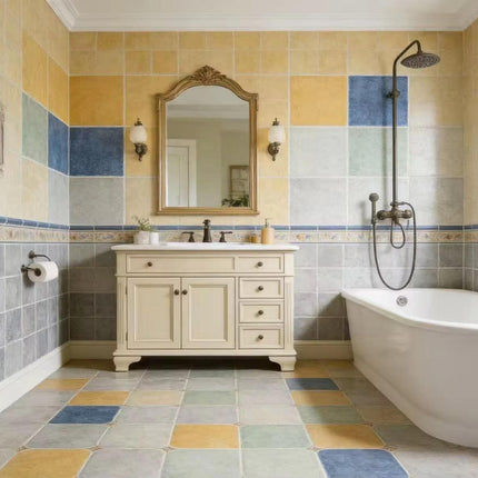 Retro Inspired Traditional Porcelain Wall Tile 30x30cm Matte Finish Earth Tones For Bathroom Feature Walls And Backsplashes