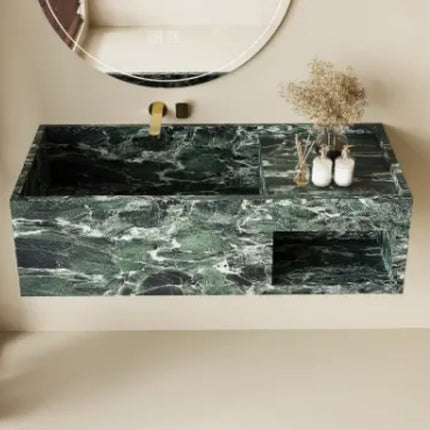 Luxury modern stone marble rock slab narrow edge deep sink waterproof polished bathroom cabinet hand washing kitchen outdoor